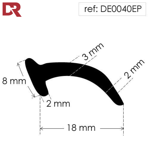 Rubber T Section Seal DE0040EP