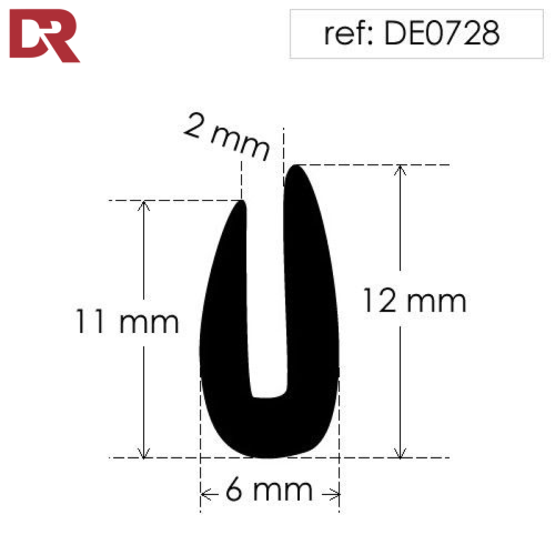 Rubber U Channel Seal DE0728N