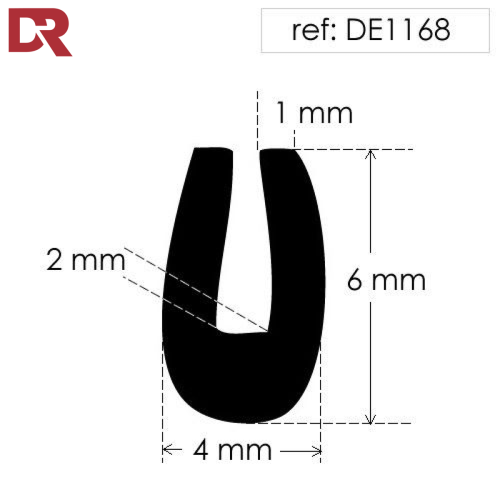 Rubber U Channel Seal Extrusion DE1168N