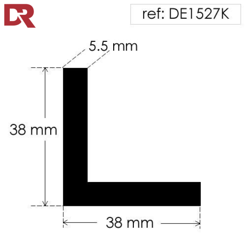 Rubber angle section extrusion DE1527K