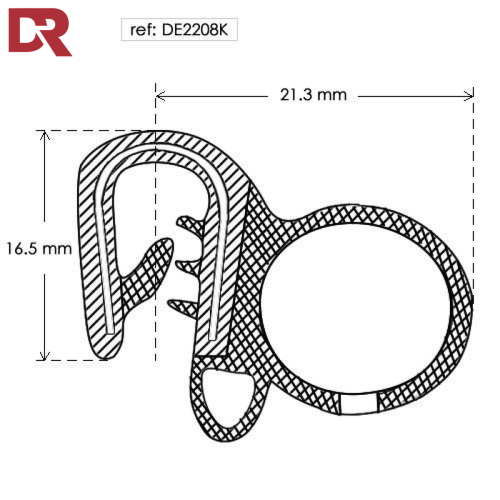 Flexible self grip rubber seal extrusion DE2208K