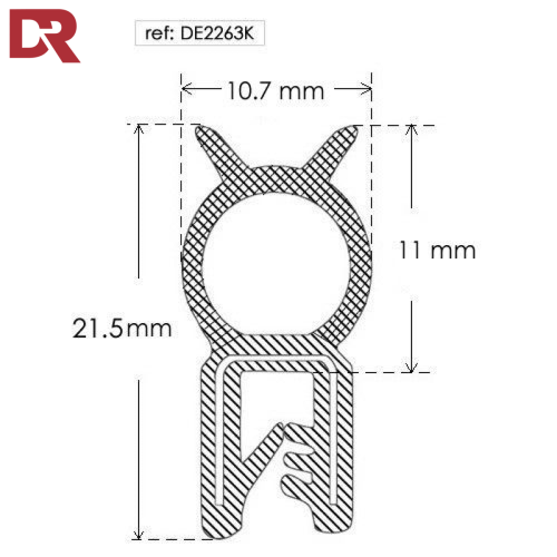 Flexible Self Grip Rubber Seal Extrusion DE2263K