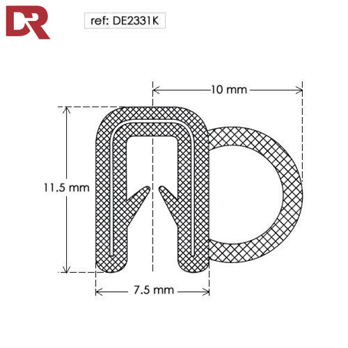 Flexible self grip rubber seal extrusion DE2331K