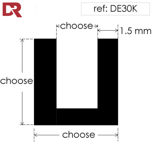 Rubber U Channel for square panel 3mm 4mm 5mm
