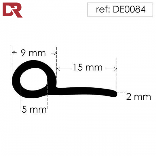 Rubber P seal section hollow piping DE0084